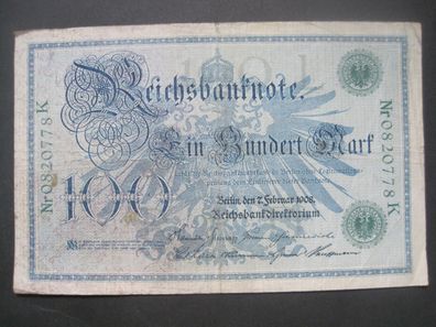 Deutsches Reich Reichsbanknote 100 Mark 1908 (GB 039)