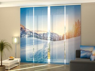 Foto-Schiebegardine Sonne in den Alpen, Flächenvorhang mit Motiv, Fotodruck, auf Maß