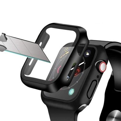 Gehäuse + gehärtetes Glas für Apple Watch Displayschutzfolie Abdeckung