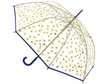 Happy Rain Long AC Regenschirm transparent mit Emojis