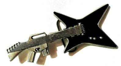 Gürtelschnalle * Rifle Guitar* Buckle Mobtown Metall USA 40 mm Aufnahme Musiker