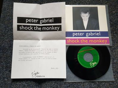 Peter Gabriel - Shock the monkey 7'' Single SPAIN PROMO WITH INFO SHEET