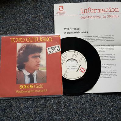 Toto Cutugno - Solos 7'' Single SUNG IN Spanish WITH PROMO FACTS