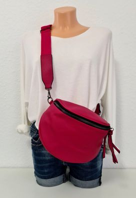 Unisex Bauchtasche Tasche Cross Body Kunstleder Gurt einfarbig Farbe: Pink