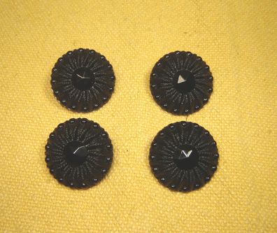 4 Stück Dirndlknopf Trachten Posamentenknopf schön Kunststoff schwarz 36" 2,2cm