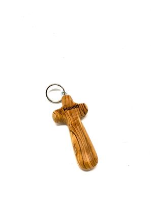 Schlüsselanhänger Kreuz aus Olivenholz