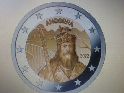 Original 2 euro 2022 Andorra Karl der Grosse in coincard - VVK