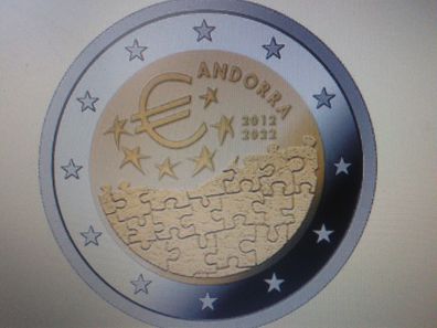 Original 2 euro 2022 AndorraWährungsunion mit der EU in coincard - VVK