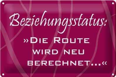 Blechschild Spruch 30x20 cm Beziehungsstatus Route Metall Deko Schild tin sign