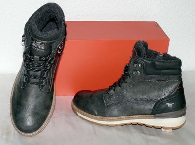 Mustang ZIP Warme Herbst Winter Leder Schuhe Boots Stiefel Futter 42 Dk. Grau N15