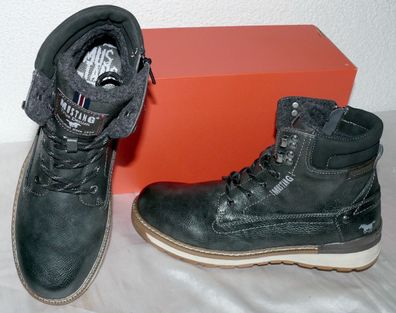 Mustang ZIP Warme Herbst Winter Leder Schuhe Boots Stiefel Futter 42 Dk. Grau N29