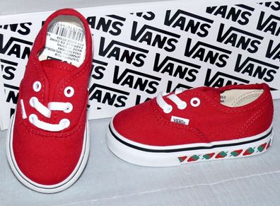 Vans Authentic Strawberry TAPE T'S Canvas Kinder Schuhe Sneaker EU 21 Red Black