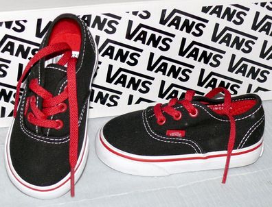 Vans Authentic POP T'S Canvas Kinder Schuhe Sneaker EU 21 Black White Red SC056
