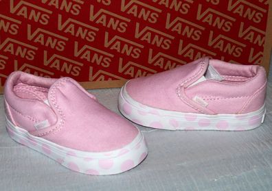 Vans Classic SLIP-ON T'S Canvas Kinder Schuhe Sneaker EU 21 Polka Dot Pink Lady