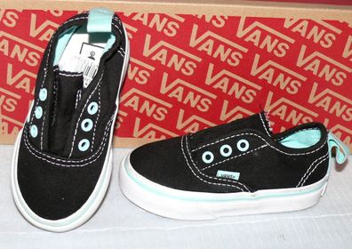 Vans Authentic SLIP-ON Canvas Kinder Schuhe Sneaker EU 21 POP Black Blue TNT WHT