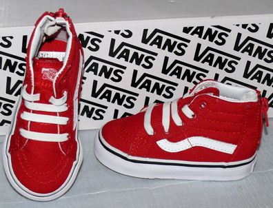 Vans SK8 HI ZIP Varsity SLIP-ON Canvas Kinder Schuhe Sneaker Gr 21 Racing Red WH