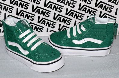 Vans SK8 HI ZIP Varsity SLIP-ON Canvas Kinder Schuhe Sneaker Gr 21 Green True WH