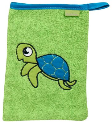 Playshoes Kinder Frottee-Waschhandschuh Schildkröte Grün