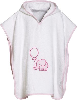 Playshoes Kinder Badetuch Frottee-Poncho Elefant Weiß/ Rosa
