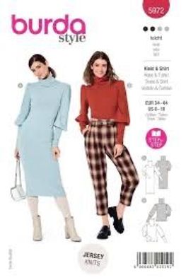 burda style Papierschnittmuster Kleid und Shirt mit üppig eingereihten Ärmel #5972