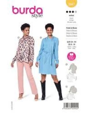 burda style PapierschnittmusteKleid und Bluse mit langem angeschnittenem Schal #5947