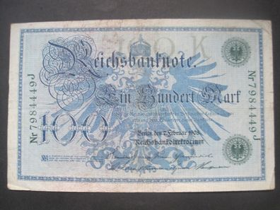 Deutsches Reich Reichsbanknote 100 Mark 1908 (GB 476)