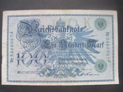 Deutsches Reich Reichsbanknote 100 Mark 1908 (GB 808)