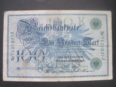 Deutsches Reich Reichsbanknote 100 Mark 1908 Grüner Siegel (GB 702)