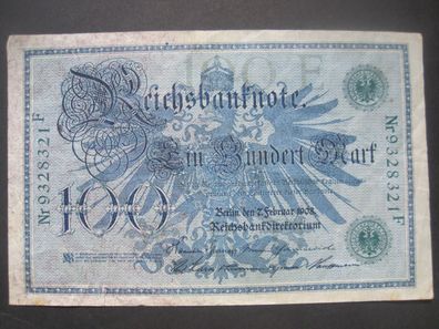 Deutsches Reich Reichsbanknote 100 Mark 1908 Grüner Siegel (GB 708)