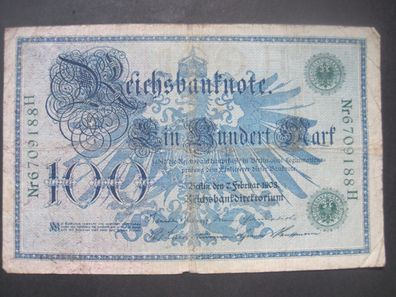 Deutsches Reich Reichsbanknote 100 Mark 1908 Grüner Siegel (GB 926)