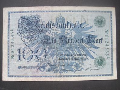 Deutsches Reich Reichsbanknote 100 Mark 1908 Grüner Siegel (GB 114)