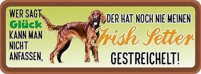 Blechschild Tier Spruch 27x10 cm Irish Setter Hund gestreichelt Schild tin sign