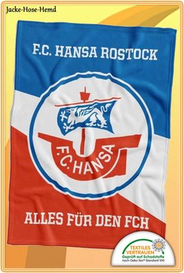 Decke F.C. Hansa Rostock Alles für den FCH Rot Blau Weiß Logo Gr. 150x200cm NEU