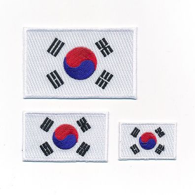 3 Südkorea Flaggen Korea Seoul Flags Patches Aufnäher Aufbügler Set 1193