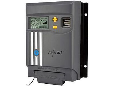 revolt MPPT-Solarladeregler für 12/24-V-Batterie, mit 20 A, Display, USB-Port