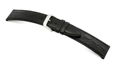 Lederband Bahia 17mm schwarz mit Krokodillederprägung