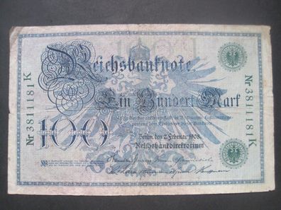 Deutsches Reich Reichsbanknote 100 Mark 1908 Grüner Siegel (GB 701)