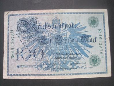 Deutsches Reich Reichsbanknote 100 Mark 1908 Grüner Siegel (GB 704)
