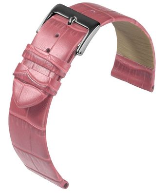 Eulit Rainbow Uhrenarmband Kalbsleder rosa Krokoprägung flach