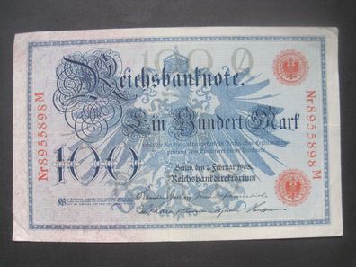 Deutsches Reich Reichsbanknote 100 Mark 1908 roter Siegel (GB 038)