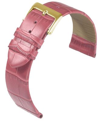 Eulit Rainbow Uhrenarmband Kalbsleder rosa Krokoprägung flach