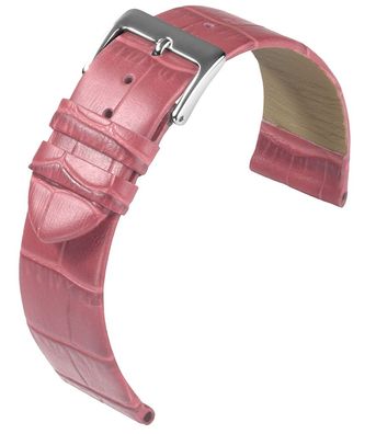 Eulit Rainbow Uhrenarmband Kalbsleder rosa Krokoprägung flach
