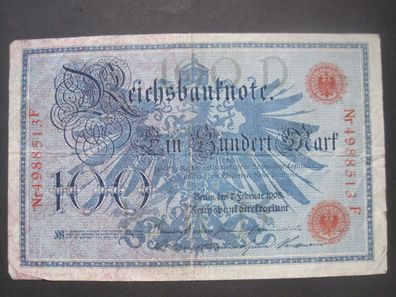 Deutsches Reich Reichsbanknote 100 Mark 1908 roter Siegel (GB 109)