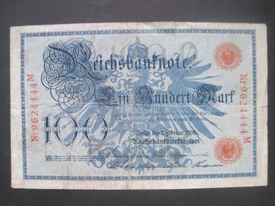 Deutsches Reich Reichsbanknote 100 Mark 1908 roter Siegel (GB 372)