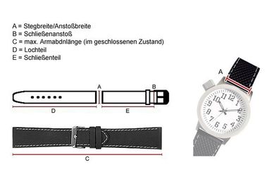 Eulit Barington Chronomaster > Uhrenarmband schwarz Leder > genarbt