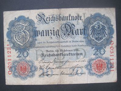 Deutsches Reich Reichsbanknote 20 Mark 1914 (AB 862)