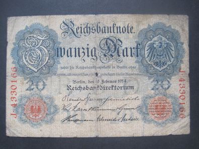 Deutsches Reich Reichsbanknote 20 Mark 1914 (AB 511)