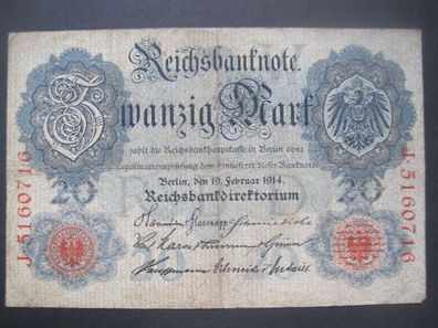 Deutsches Reich Reichsbanknote 20 Mark 1914 (AB 525)