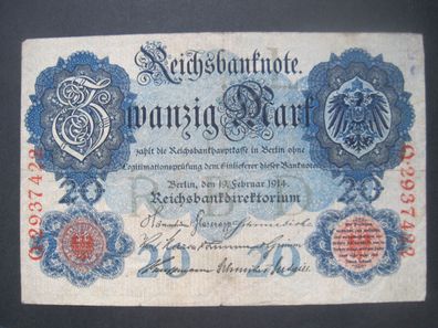 Deutsches Reich Reichsbanknote 20 Mark 1914 (AB 515)