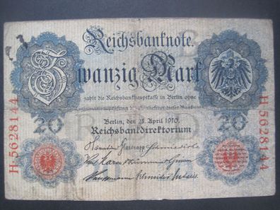 Deutsches Reich Reichsbanknote 20 Mark 1910 (AB 848)